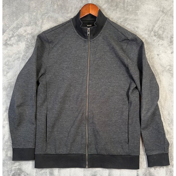 Hugo Boss Other - Boss Hugo Boss Bomber Sweater Track Jacket Mens Large Gray Full Zip Sporty